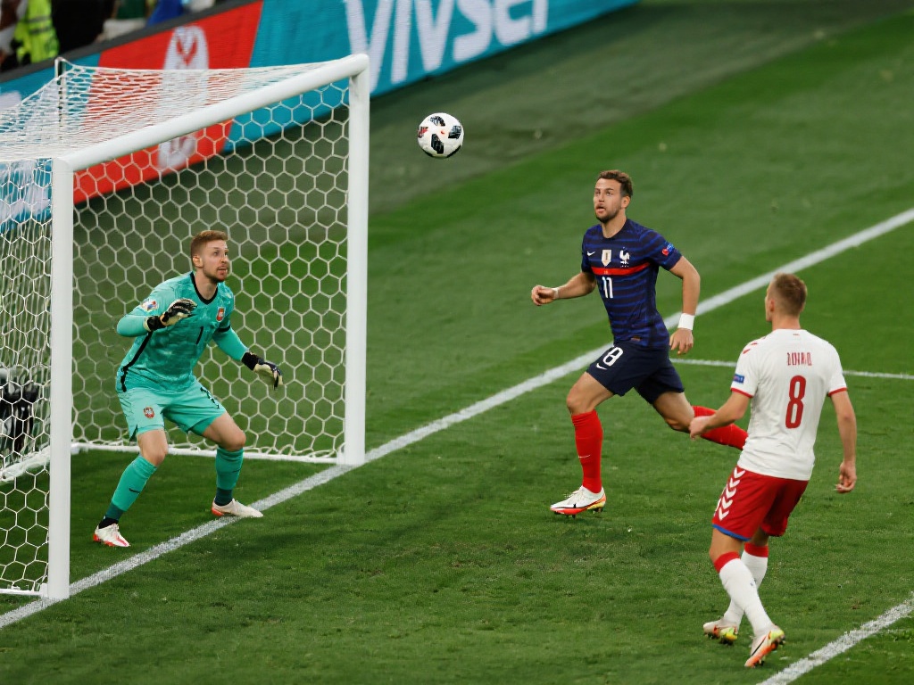 法国队的进球源于角球战术，一记头球成功破